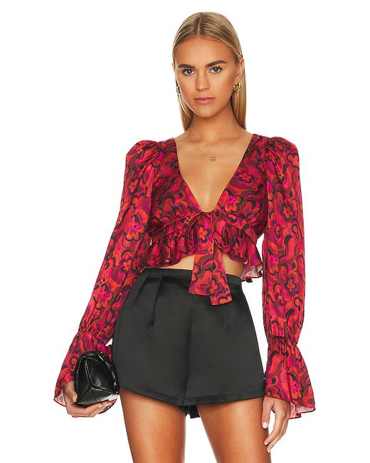 For Love and Lemons Davina Tie Front Blouse