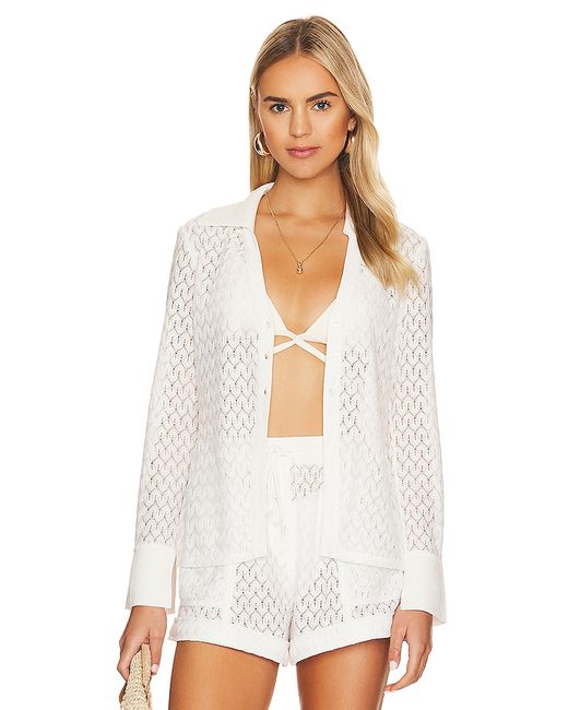 Jonathan Simkhai Tyler Crochet Lace Cover Up Collared Cardigan in .