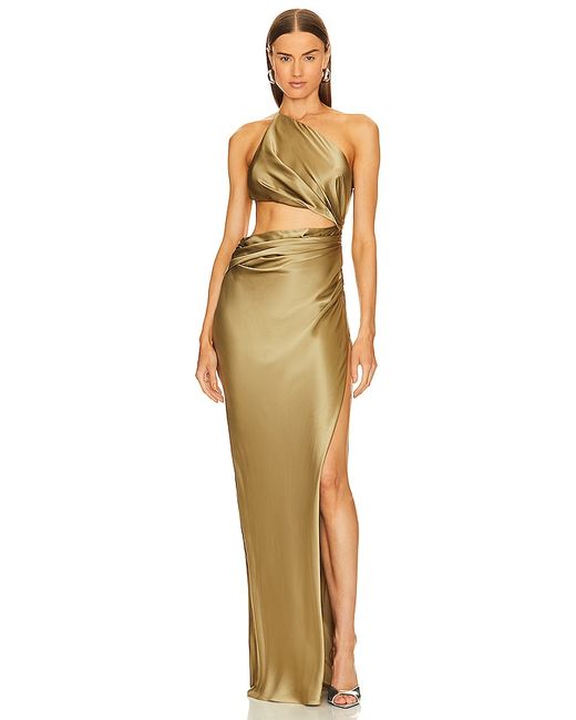 The Sei One Shoulder Cut Out Gown Metallic Gold. also