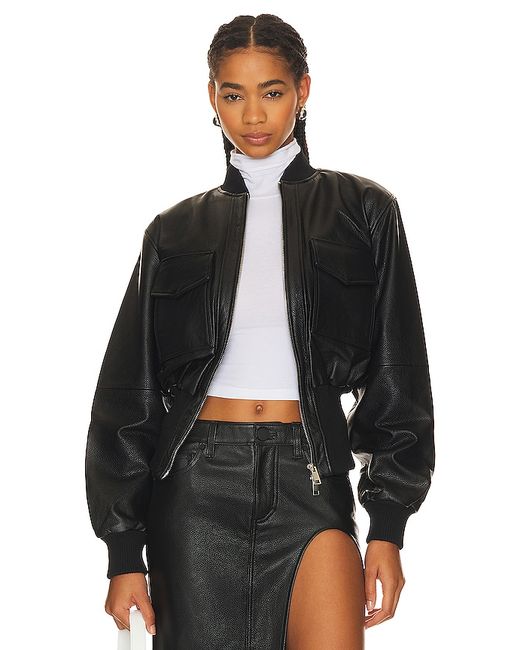 Grlfrnd The Cropped Leather Bomber in .