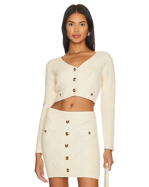 Central Park West Bella Cable Cardigan Ivory. also
