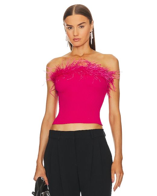 Milly Strapless Feather Knit Top in M P S.