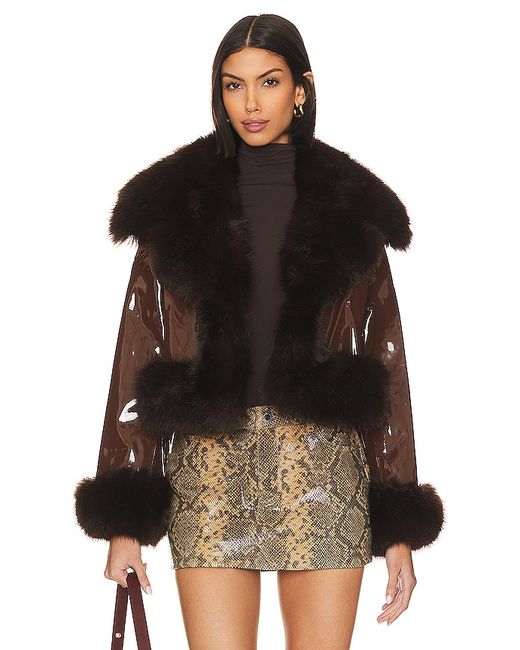 Adrienne Landau Faux Leather Fur Jacket