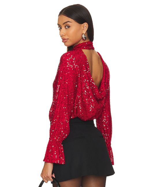 1.State Sequin Drape Back Top