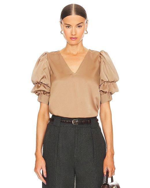 1.State Tiered Bubble Sleeve Top Tan. also