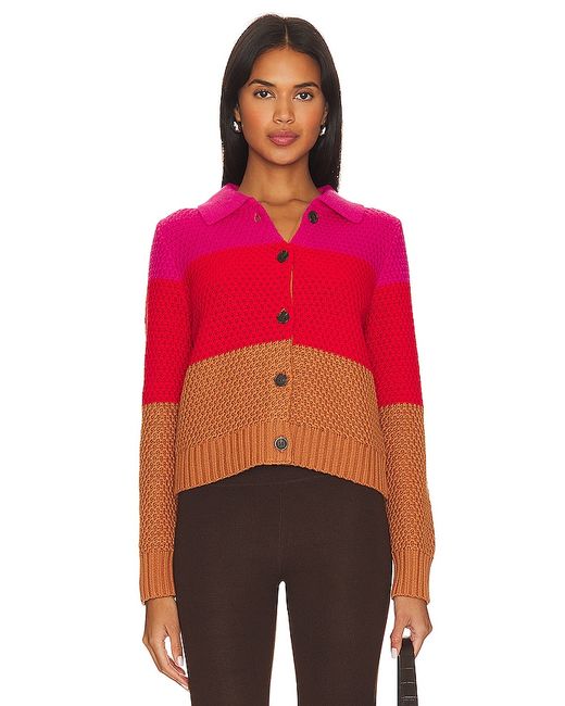 525 Joanna Colorblocked Honeycomb Cardigan Red. also