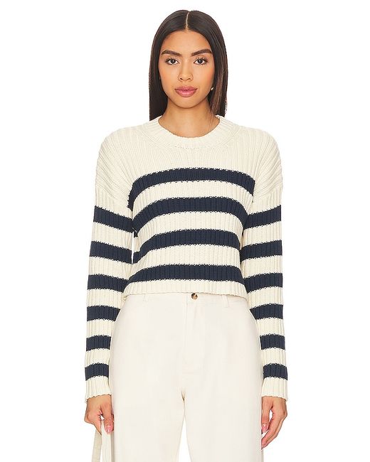 Denimist Striped Ribbed Cropped Sweater Ivory. also