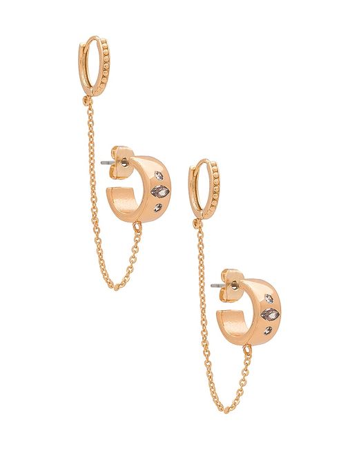 Ettika Double Piercing Chain Hoop Earrings