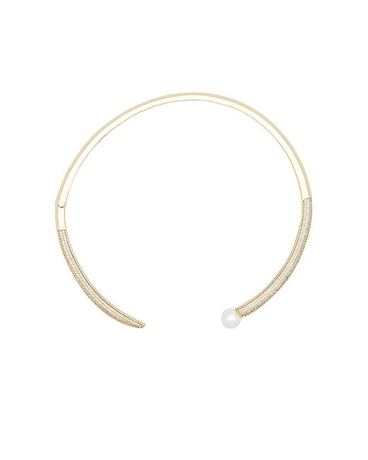 By Adina Eden Pave X Pearl Open Collar Choker Necklace
