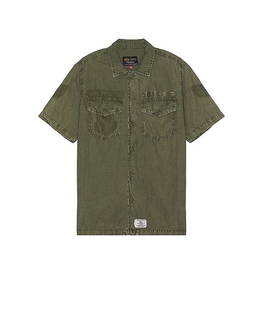 Alpha Industries Short Sleeve Washed Fatigue Shirt Jacket Olive. also 1X.