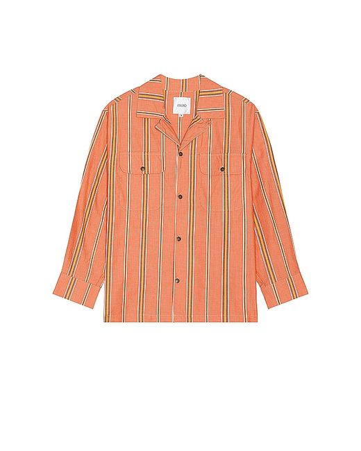 Found Stripe Citrus Long Sleeve Camp Shirt 1X.
