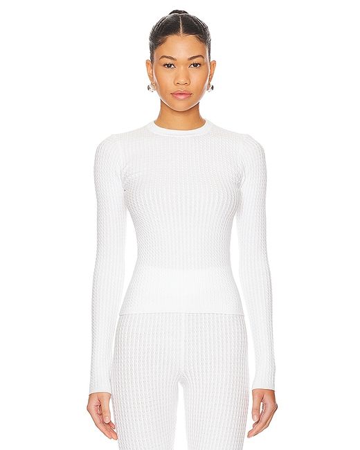 WeWoreWhat Cable Knit Long Sleeve Top Ivory. also