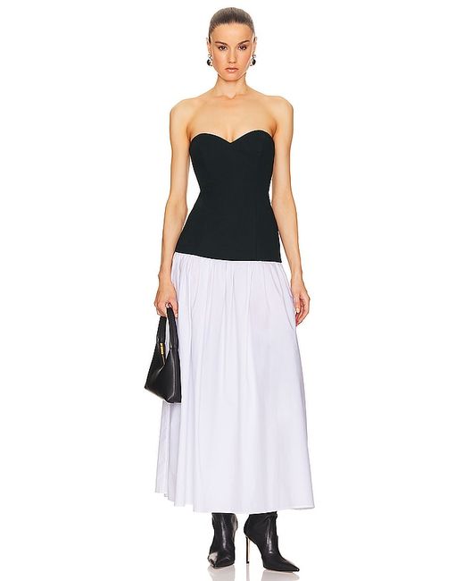 Helsa Faille Colorblock Midi Dress Black. also