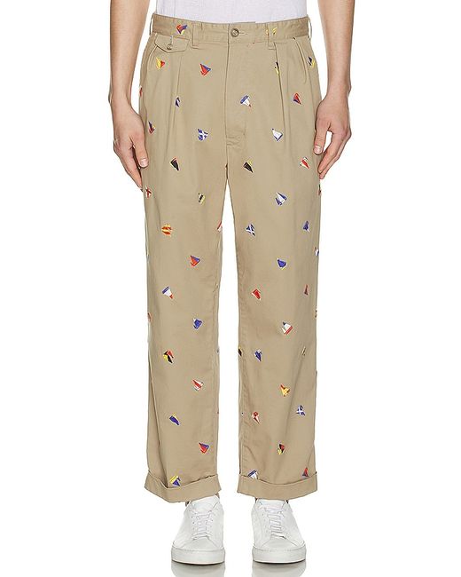 Beams Plus 2 Pleats Trousers Embroidery On Print 1X.