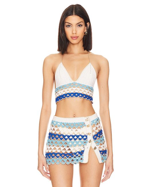 My Beachy Side Hand Crochet Low Cut V Neck Crop Top Ivory. also