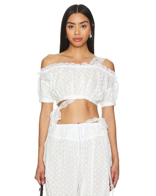 yuhan wang Embroidered Ruched Crop Top