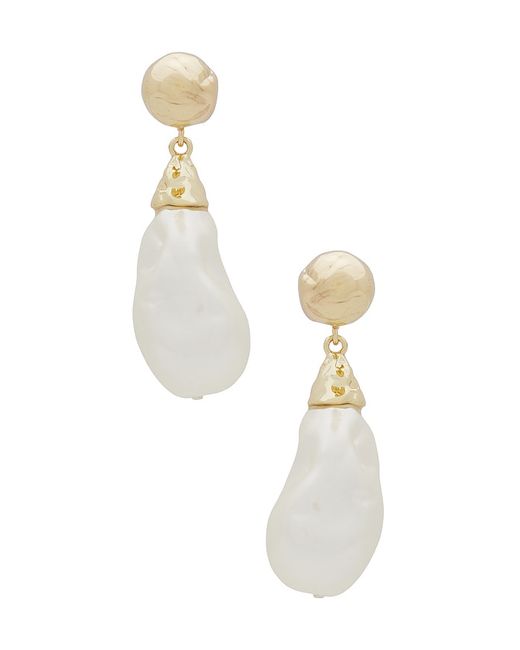 WeWoreWhat Hammered Pearl Earring Metallic Gold.