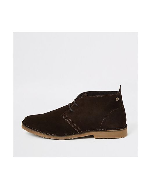 River Island Dark suede lace-up desert boots