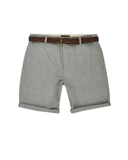 River Island belted Oxford shorts