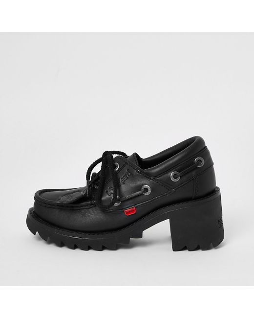 Kickers black lace-up heeled loafer