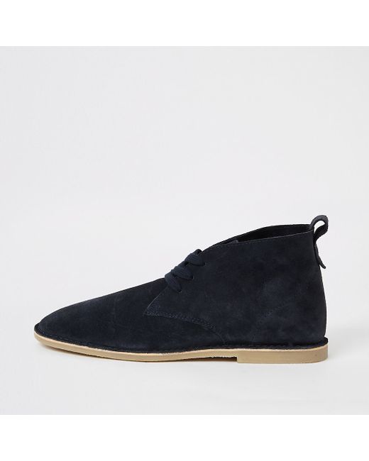 River Island Navy suede lace-up desert boots
