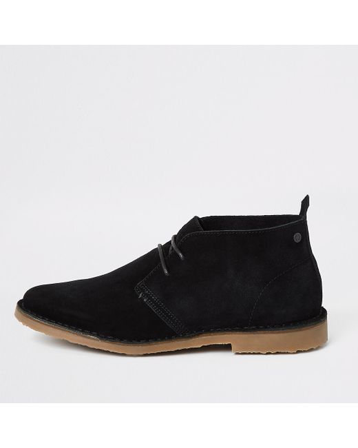 River Island Black suede wide fit desert boots
