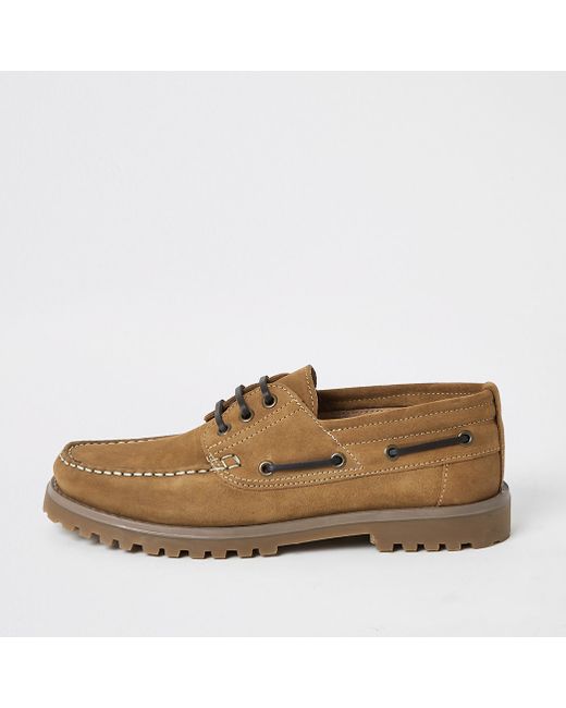 River Island Brown suede chunky boat shoes