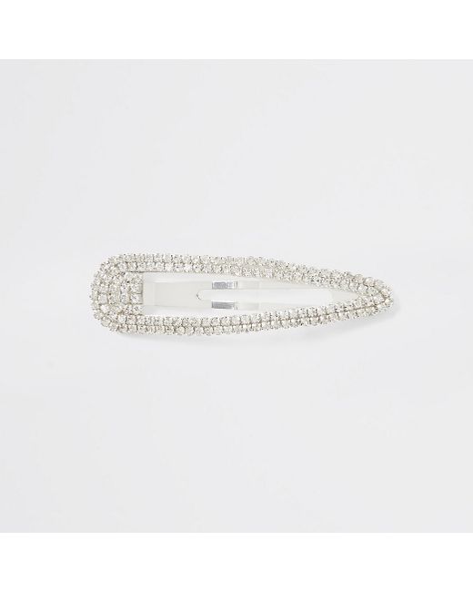 River Island Silver colour diamante paved hair clip