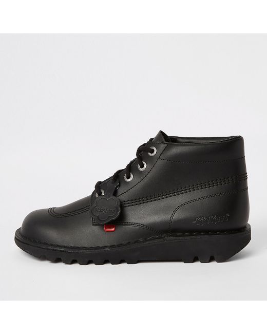 Kickers black leather lace-up boots
