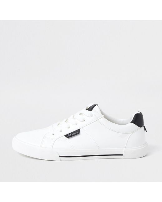 River Island White Prolific lace up trainers