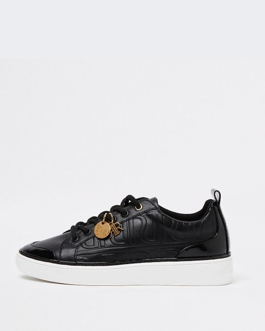 River Island RI embossed lace up sneakers