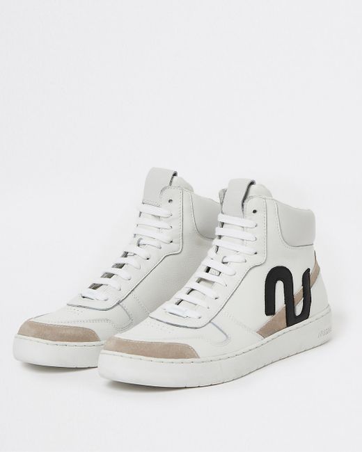 River Island Nushu 3d trim lace up high top sneakers