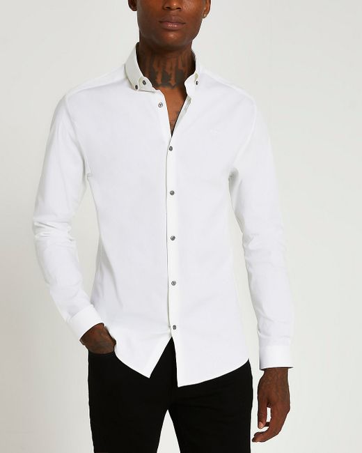 River Island long sleeve muscle fit shirt