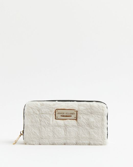 River Island faux fur quilted zip up purse