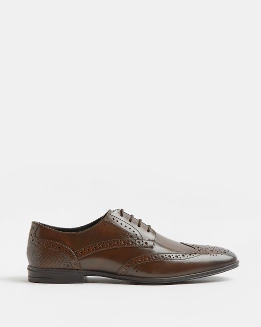 River Island lace up leather brogue derby shoes