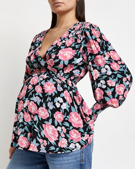River Island floral maternity wrap top