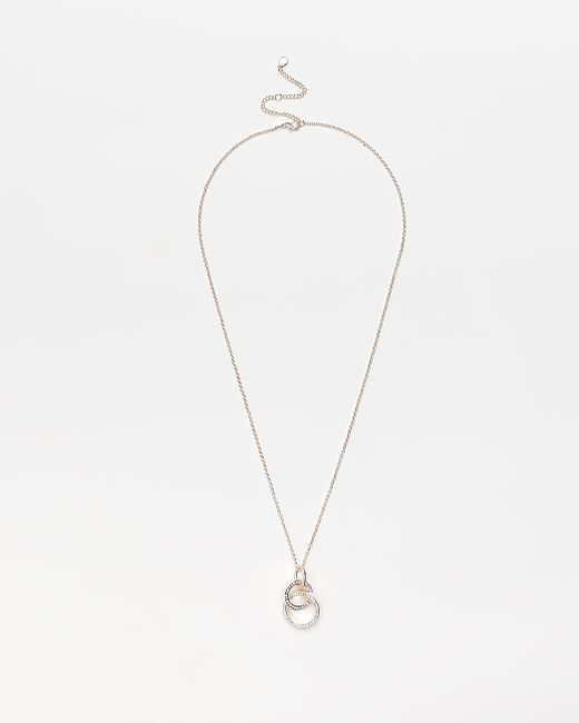 River Island Rose gold hoop necklace