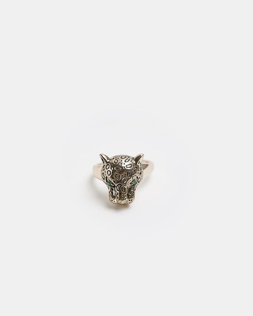 River Island Gold leopard ring