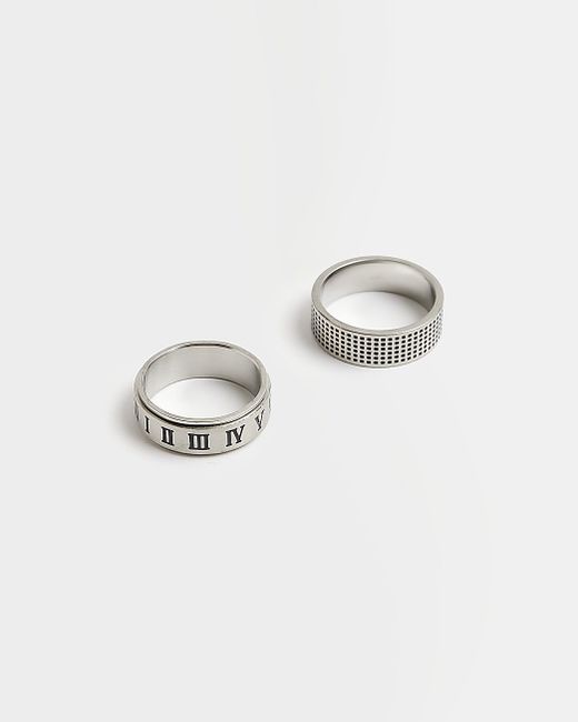River Island Silver colour Multipack Roman Numeral Rings
