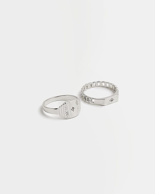 River Island Silver colour Multipack of 2 rings