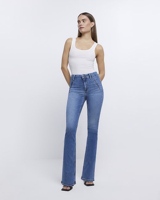 River Island high waisted flared jeans