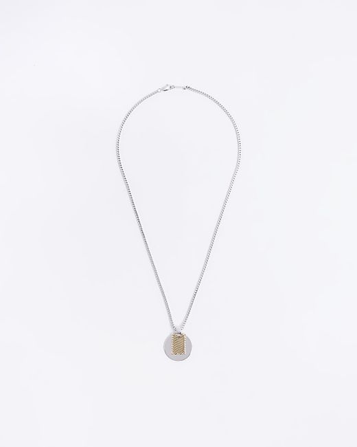 River Island Silver colour tag and disc necklace