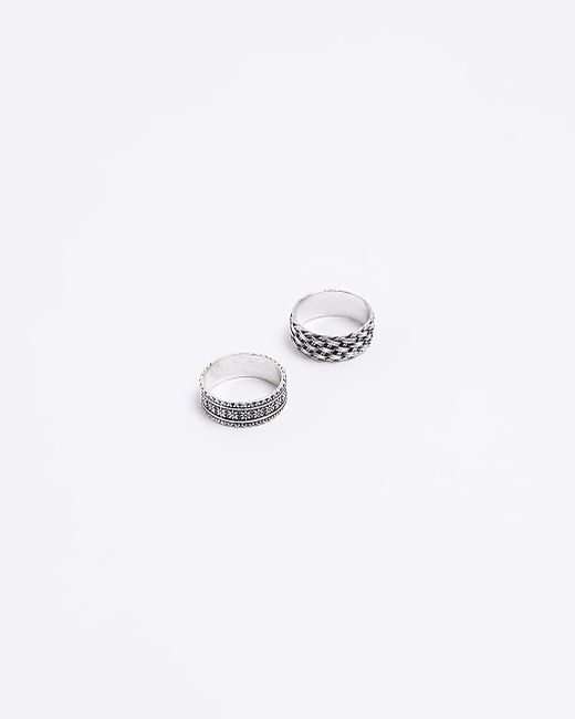 River Island Silver colour multipack of 2 weave rings