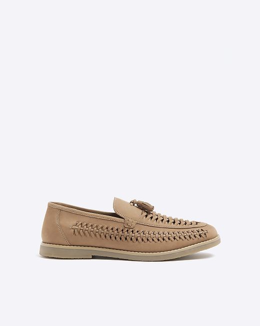 River Island Wide Fit Woven Tassel Detail Loafers