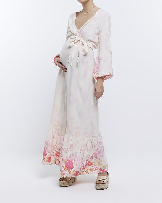 River Island Maternity Front Wrap Floral Maxi Dress