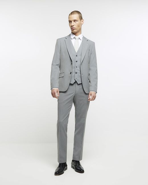 River Island Skinny Fit Twill Suit Pants