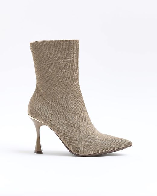 River Island Knitted Heeled Ankle Boots
