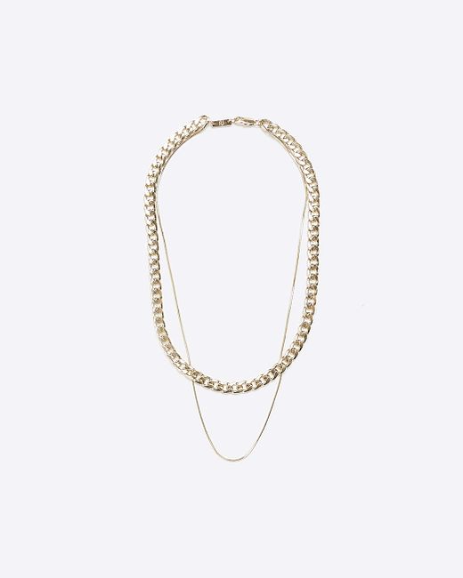 River Island Gold Colour Chain Link Multirow Necklace