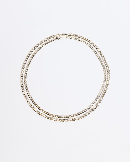 River Island Gold Colour Chain Link Multirow Necklace