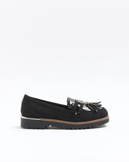River Island Wide Fit Embossed Loafers